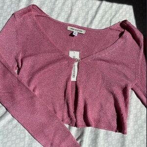 Urban Outfitters Sheer Knit Pink Sparkly Top
